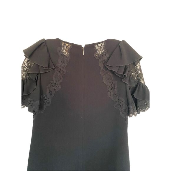 Rebecca Taylor Black Lace/Crepe Shift Dress Sz 6 - Picture 3 of 9